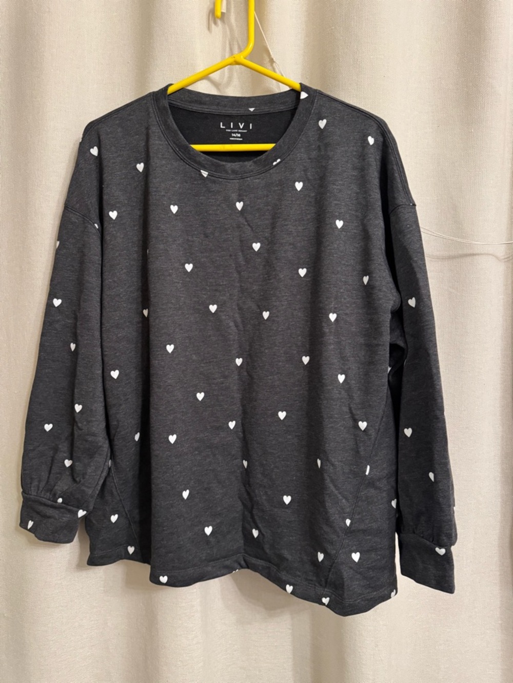 Lane Bryant Charcoal Sweatshirt with White Heart Print